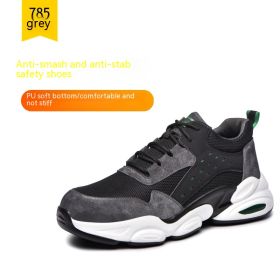 Mesh Breathable PU Soft Sole Labor Insurance Shoes Anti-smash Anti-puncture (Option: 785Grey-40)