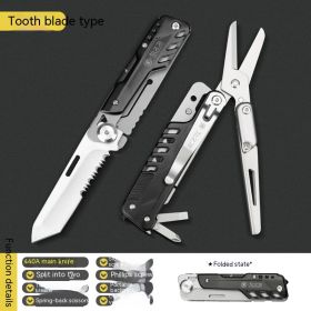 Multi-function Folding Knife High Hardness Camping Tool (Option: Toothed Blade Edition-Knife Only)