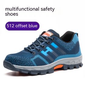 Mens Lightweight Breathable Anti-smash And Anti-puncture Labor Insurance Shoes (Option: Blue-40)