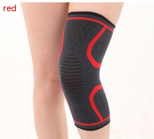 Double Corrugated Non-slip Stretch Keep Warm Nylon Needle Sports Kneecaps (Option: Red-2XL)