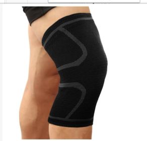 Double Corrugated Non-slip Stretch Keep Warm Nylon Needle Sports Kneecaps (Option: Black And Gray-2XL)