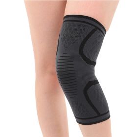 Double Corrugated Non-slip Stretch Keep Warm Nylon Needle Sports Kneecaps (Option: Black-2XL)