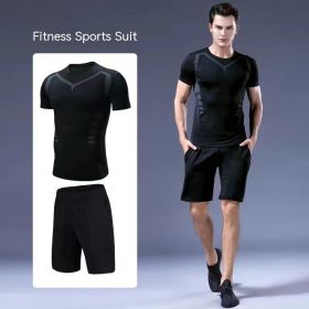 Quick-drying Running Costume Sportswear Gym (Option: Black-L)