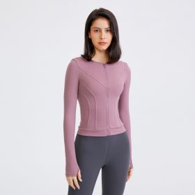 Women's Slimming And Tight Stretch Quick-drying Yoga Clothes Top (Option: Purple-S)