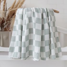 Bamboo Cotton Cloth Bag Single Baby Wrapping Blanket Cover Blanket (Option: Gray Green Plaid-120x120)