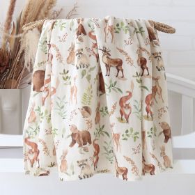 Bamboo Cotton Cloth Bag Single Baby Wrapping Blanket Cover Blanket (Option: Manor Animals-120x120)