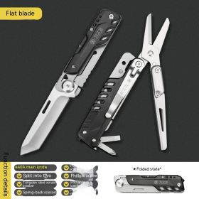 Multi-function Folding Knife High Hardness Camping Tool (Option: Flat Blade Edition-Knife Only)