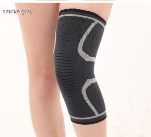 Double Corrugated Non-slip Stretch Keep Warm Nylon Needle Sports Kneecaps (Option: Smoky Gray-2XL)