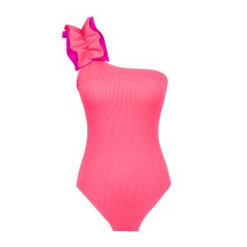 Single-shoulder Suspender Tube Top One-piece Swimsuit Women's Two-piece Suit (Option: Swimsuit Only Pink-S)