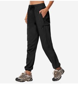 Quick-dry Pants Women's Summer Thin Sports Outdoor Hiking Mountaineering Sun Protective (Option: Black-S)