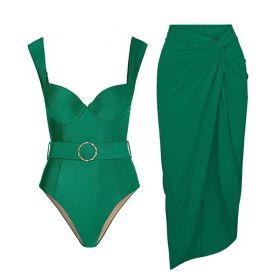 Women's Fashion Outfit Skirt One-piece Swimsuit (Option: Two Shoulder Swimsuit Suit-S)