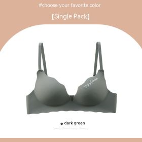 Seamless Lingerie For Women With No Steel Rings And Small Breasts Gathered Together (Option: Green-70A)