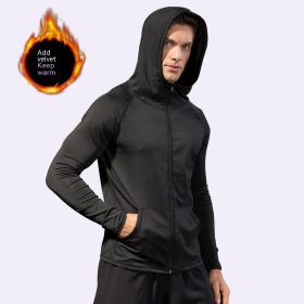 Fitness Running Training Long Sleeve (Option: Black Plus Velvet-XXL)