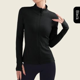 Long Sleeve Top Sports Running Jacket (Option: Black-M)