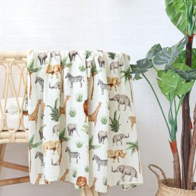 Bamboo Cotton Cloth Bag Single Baby Wrapping Blanket Cover Blanket (Option: Animal Jungle-120x120)