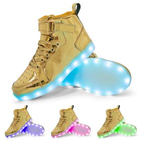 LED Lamp High-top Board Shoe Light Shoes Charging Dancing Shoes (Option: Gold-26)