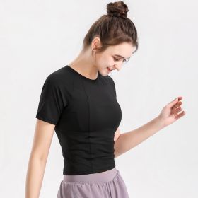 Women's Short Sleeve Thin Yoga Wear (Option: Black-S)