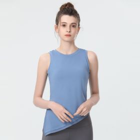 Sleeveless Sports Vest Women's Outer Wear Tight (Option: Blue-S)