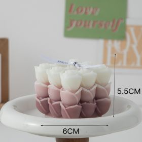 Flower Cube Aromatherapy Candle With Hand Creative Home Decoration Suit Shooting Props Wedding Tie (Option: Gradient Brown)