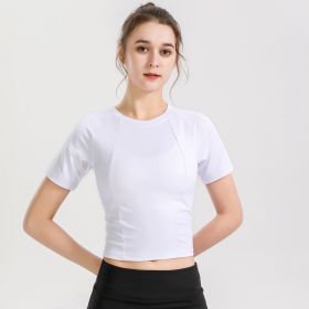 Women's Short Sleeve Thin Yoga Wear (Option: White-S)