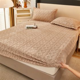 Winter Thermal Flannel Coral Fleece Fitted Sheet Fleece-lined Non-slip Bedspread (Option: Light Camel-120cm200cm)