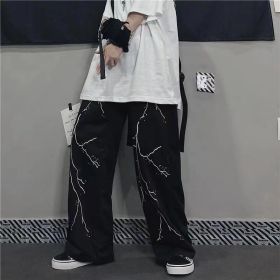 Lightning Print Sports Casual Pants (Option: Black-M)