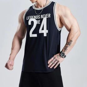 Quick-drying Sports Vest Summer New Elastic American Basketball Training No 24 Jersey Vest (Option: Black-L)