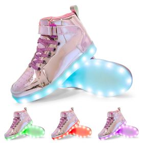 LED Lamp High-top Board Shoe Light Shoes Charging Dancing Shoes (Option: Pink-27)