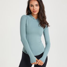 New Hooded Yoga Dress For Women (Option: Fog Gray And Blue-M)