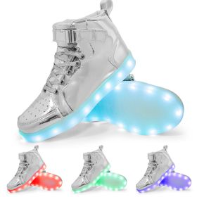 LED Lamp High-top Board Shoe Light Shoes Charging Dancing Shoes (Option: Silver-27)