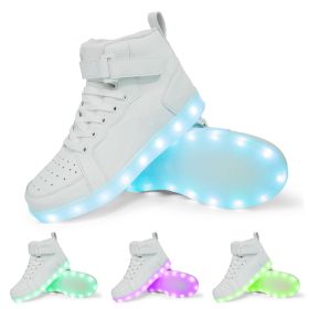 LED Lamp High-top Board Shoe Light Shoes Charging Dancing Shoes (Option: White-27)