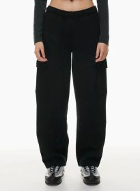 Elastic-waist High Waist Wide-leg Ankle-length Pants (Option: Black-M)