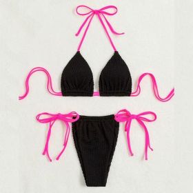 Halter Lace-up Split Swimsuit For Women (Option: Black-L)