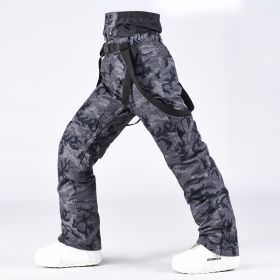 Men's And Women's South Korea Windproof Waterproof And Hard-wearing Breathable Fashion Ski Pants (Option: 176camouflage-M)